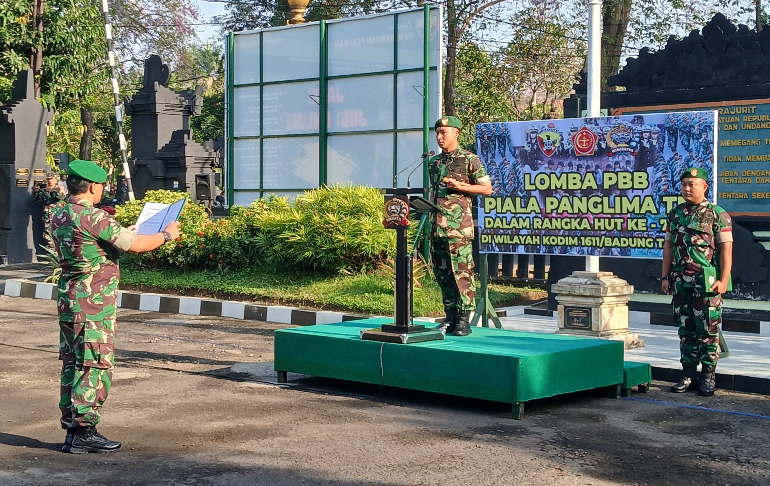 HUT TNI Ke 79 Kodim 1611/Badung Gelar Lomba PBB Piala Panglima TNI